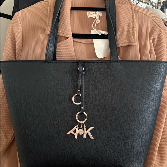 Anne Klein Black Tote with Gold Bag Charms - Picture 7 of 9